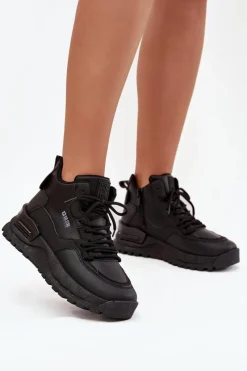 Hot Big Star Shoes Buty Sportowe Damskie Na Platformie Big Star SS274509 Czarne Czarny