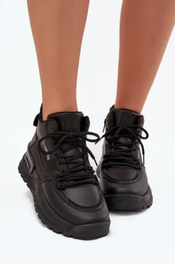 Hot Big Star Shoes Buty Sportowe Damskie Na Platformie Big Star SS274509 Czarne Czarny