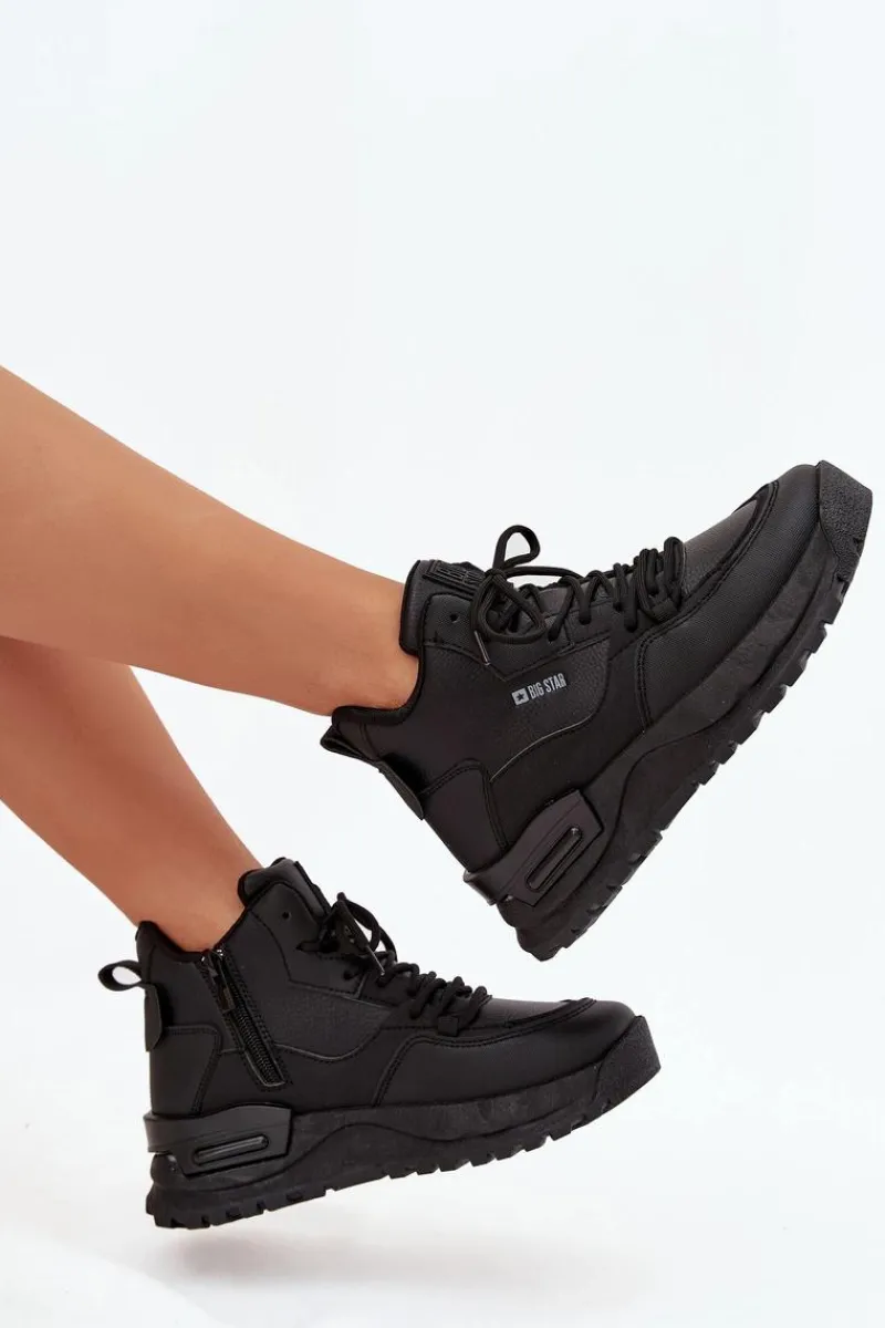 Hot Big Star Shoes Buty Sportowe Damskie Na Platformie Big Star SS274509 Czarne Czarny