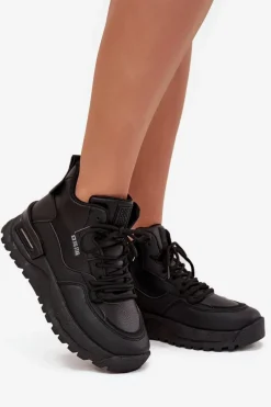 Hot Big Star Shoes Buty Sportowe Damskie Na Platformie Big Star SS274509 Czarne Czarny