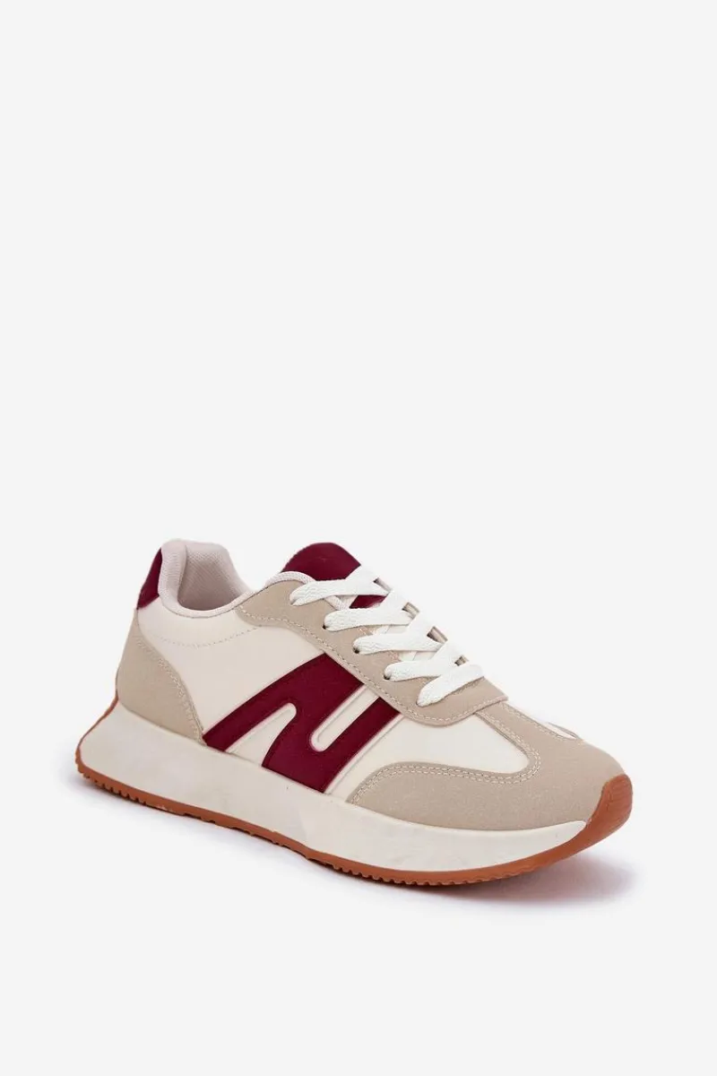 Buty Sportowe Na Platformie|Sneakersy Damskie>Boto Buty Sportowe Damskie Na Platformie Beżowo-Bordowe Emidi