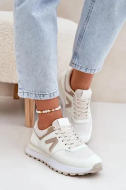 Sale Boto Buty Sportowe Damskie Z Eko Skóry Beżowe Berieta