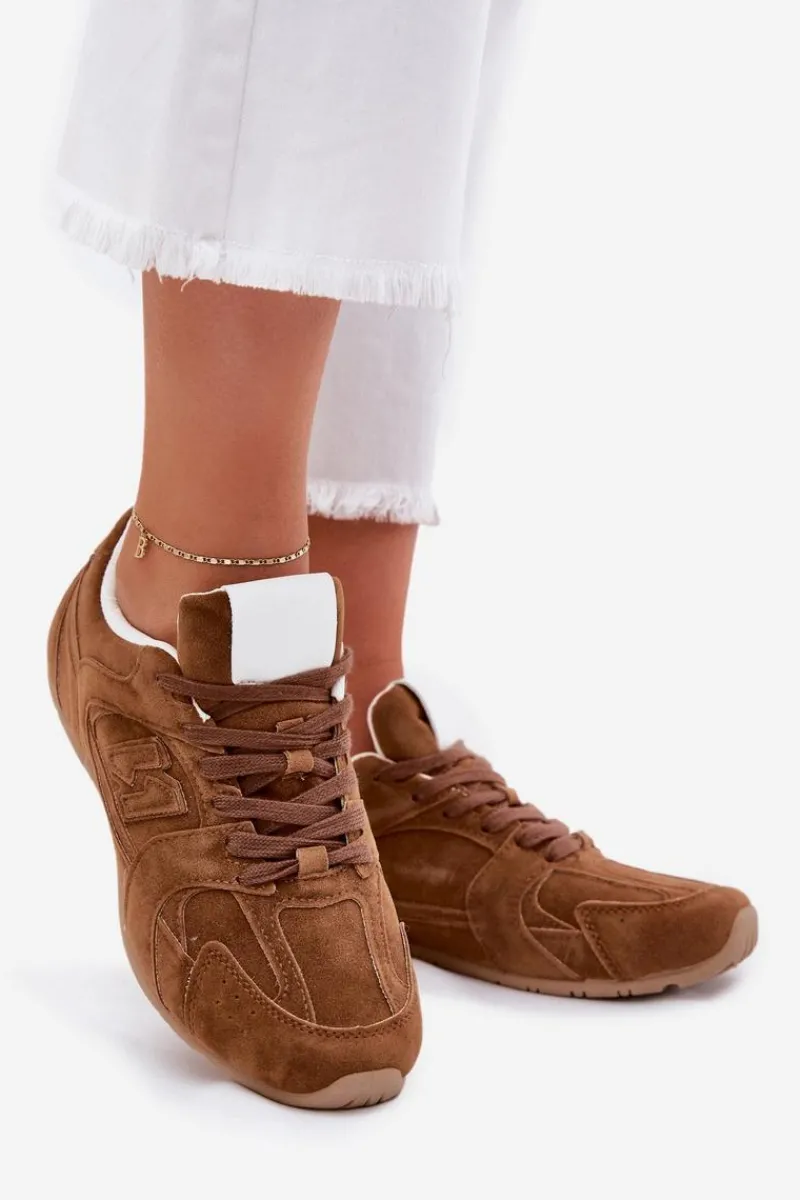 Outlet Buty Sportowe Damskie Z Eko Zamszu Camel Dorella Damskie Sneakersy Damskie