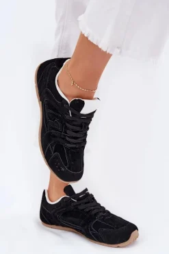 Sneakersy Damskie>Boto Buty Sportowe Damskie Z Eko Zamszu Czarne Dorella Czarny