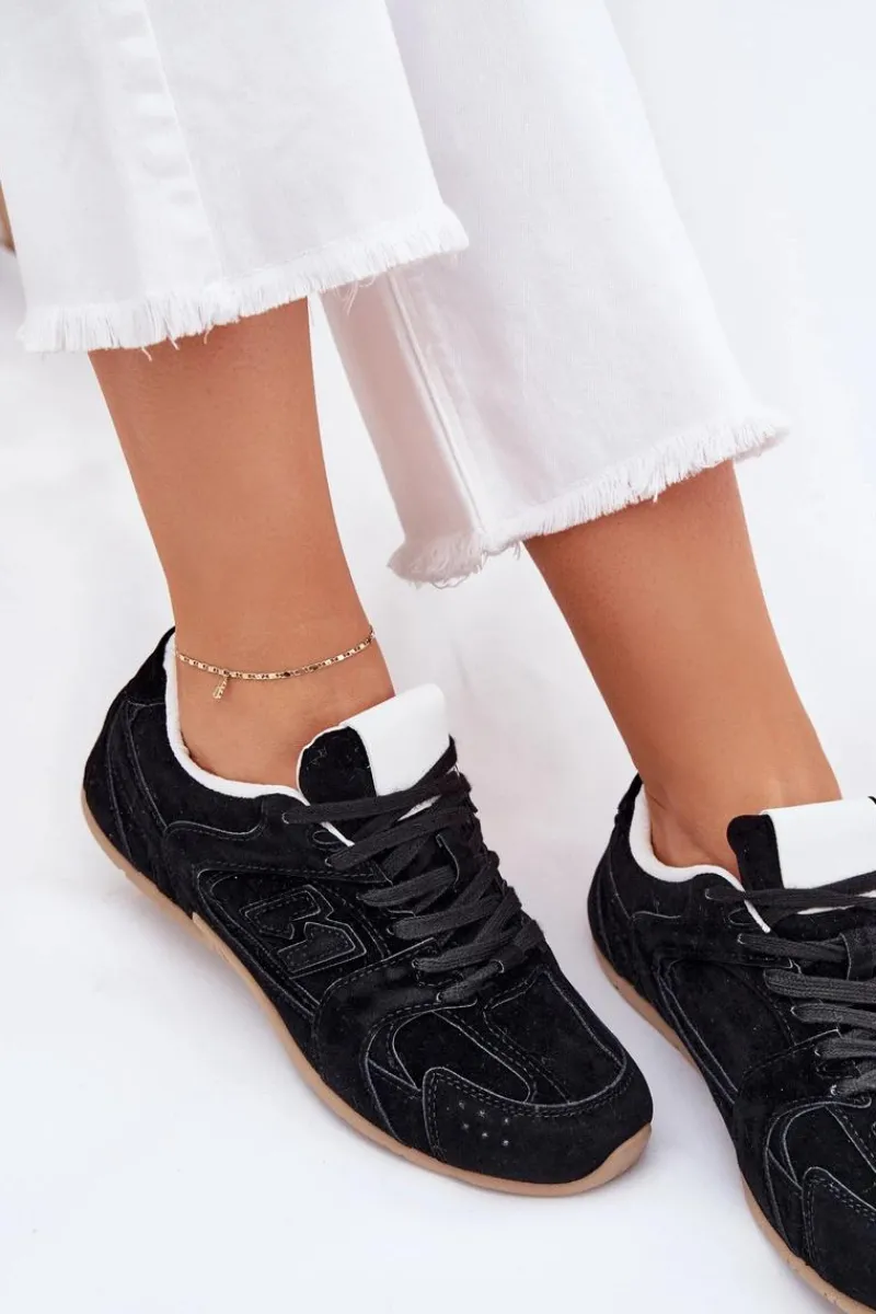 Sneakersy Damskie>Boto Buty Sportowe Damskie Z Eko Zamszu Czarne Dorella Czarny