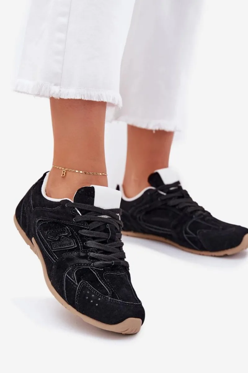 Sneakersy Damskie>Boto Buty Sportowe Damskie Z Eko Zamszu Czarne Dorella Czarny