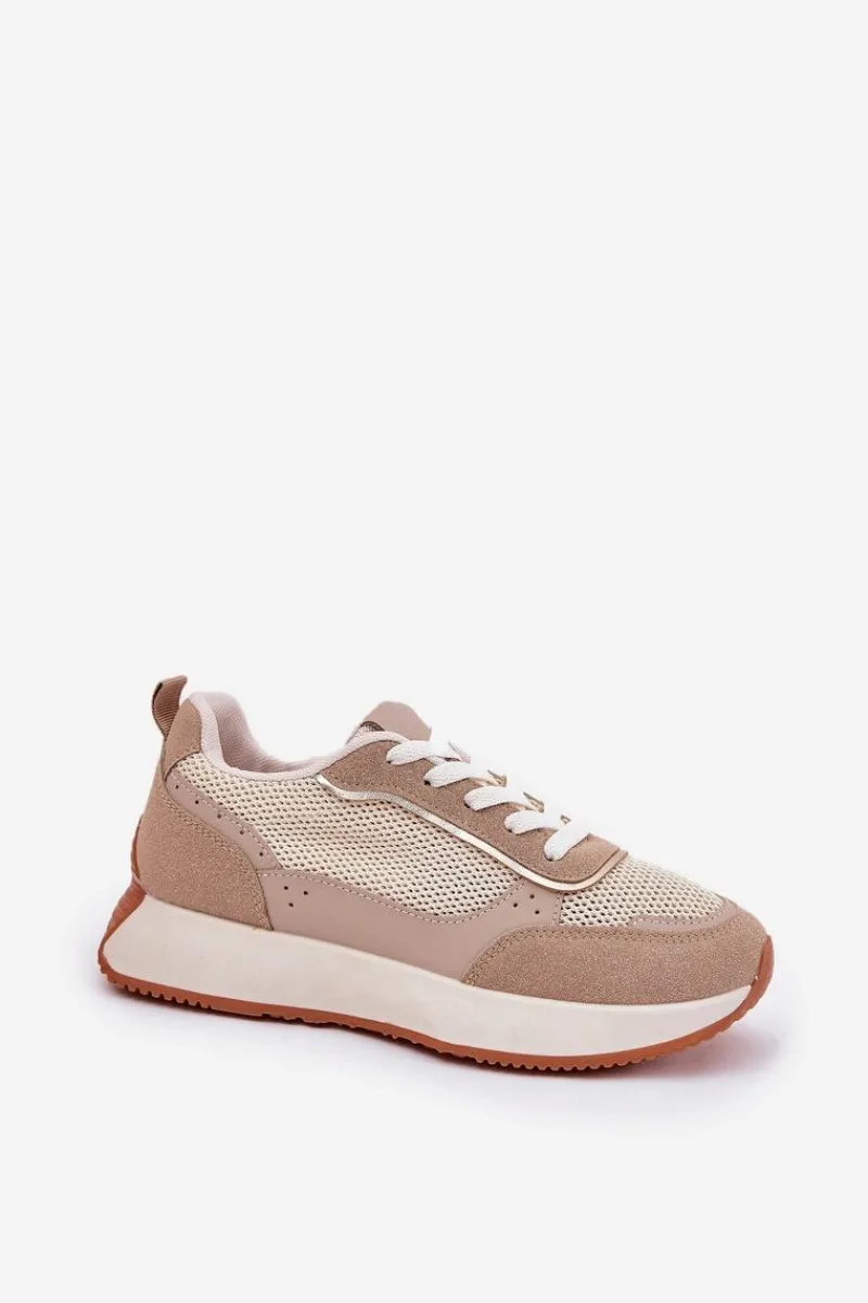 New Buty Sportowe Damskie Z Siateczką Na Platformie Khaki Poova Damskie Buty Sportowe Na Platformie|Sneakersy Damskie