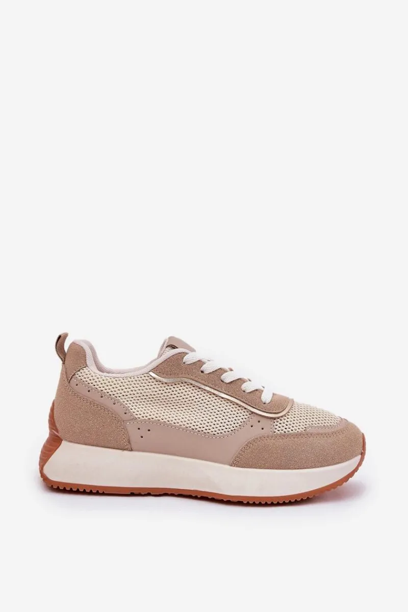 New Buty Sportowe Damskie Z Siateczką Na Platformie Khaki Poova Damskie Buty Sportowe Na Platformie|Sneakersy Damskie