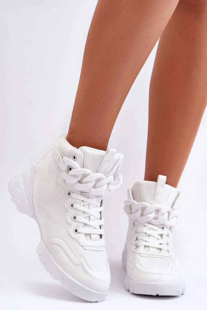 Buty Sportowe Damskie Zamszowe Z Łańcuchem Białe Tymagio Damskie Sneakersy Damskie