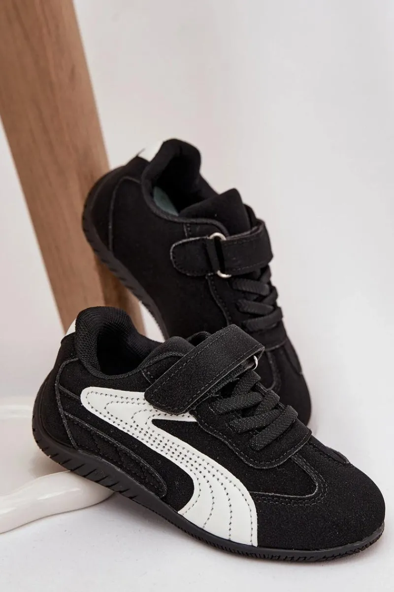 Chłopięce|Dziewczęce>Boto Buty Sportowe Dziecięce Z Rzepem Czarno-Białe Perrin Czarny