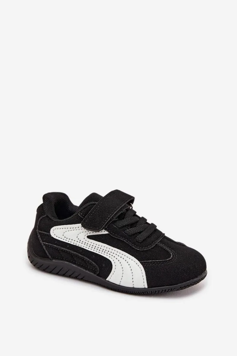 Chłopięce|Dziewczęce>Boto Buty Sportowe Dziecięce Z Rzepem Czarno-Białe Perrin Czarny