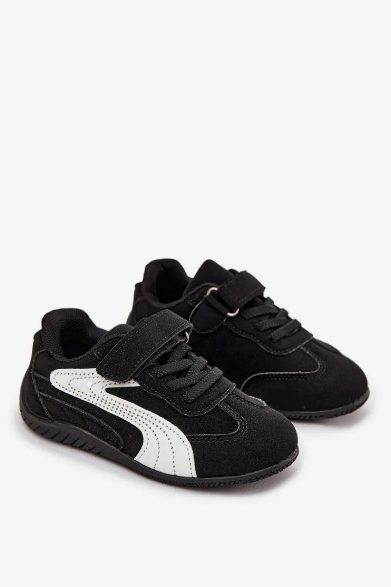Chłopięce|Dziewczęce>Boto Buty Sportowe Dziecięce Z Rzepem Czarno-Białe Perrin Czarny