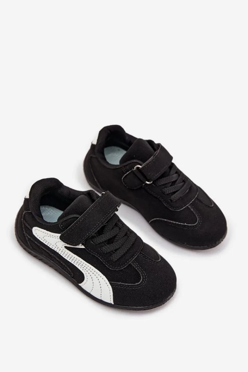 Chłopięce|Dziewczęce>Boto Buty Sportowe Dziecięce Z Rzepem Czarno-Białe Perrin Czarny