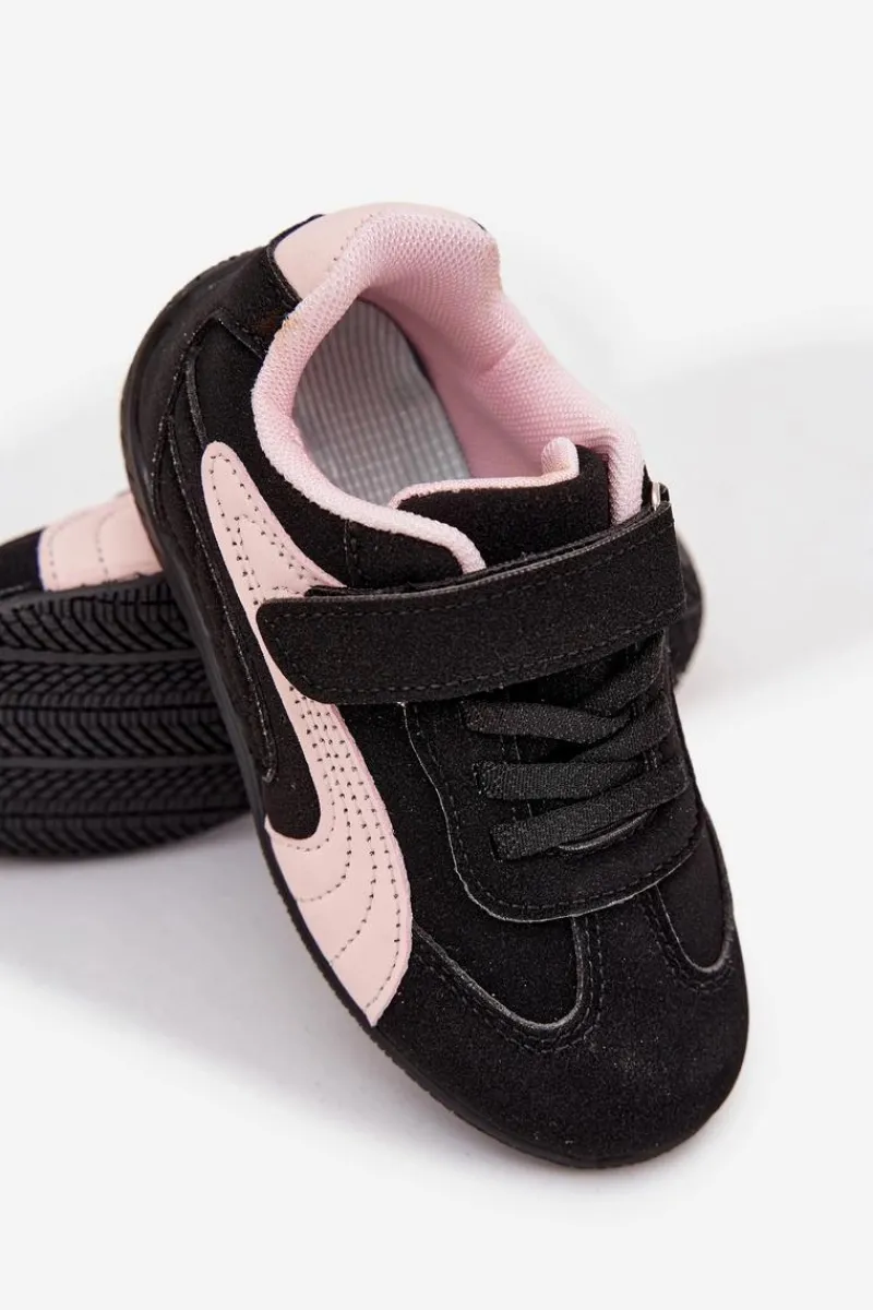 Outlet Boto Buty Sportowe Dziecięce Z Rzepem Czarno-Różowe Perrin