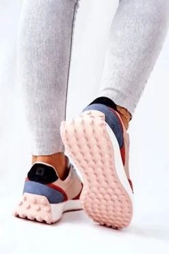 Best Buty Sportowe Memory Foam Big Star II274401 Beżowo-Niebieskie Damskie Trampki Damskie Big Star|Big Star