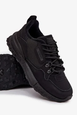 Outlet Buty Sportowe Męskie Ocieplane SS174411 HI-POLY SYSTEM Czarne Męskie Obuwie Sportowe Męskie