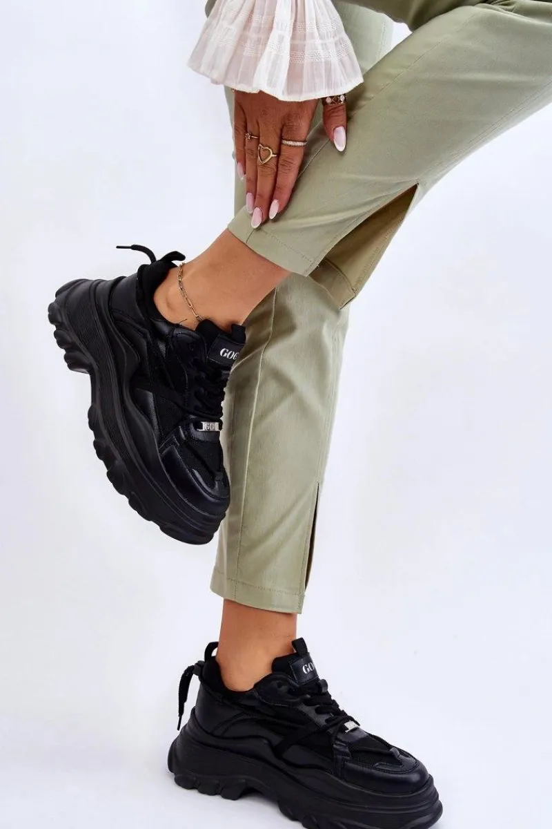 Sneakersy Damskie>GOE Buty Sportowe Na Masywnej Platformie LL2N4030 Czarne