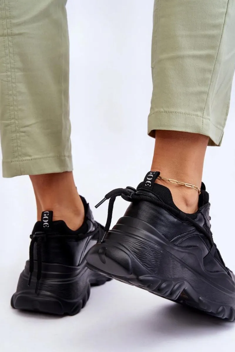 Sneakersy Damskie>GOE Buty Sportowe Na Masywnej Platformie LL2N4030 Czarne