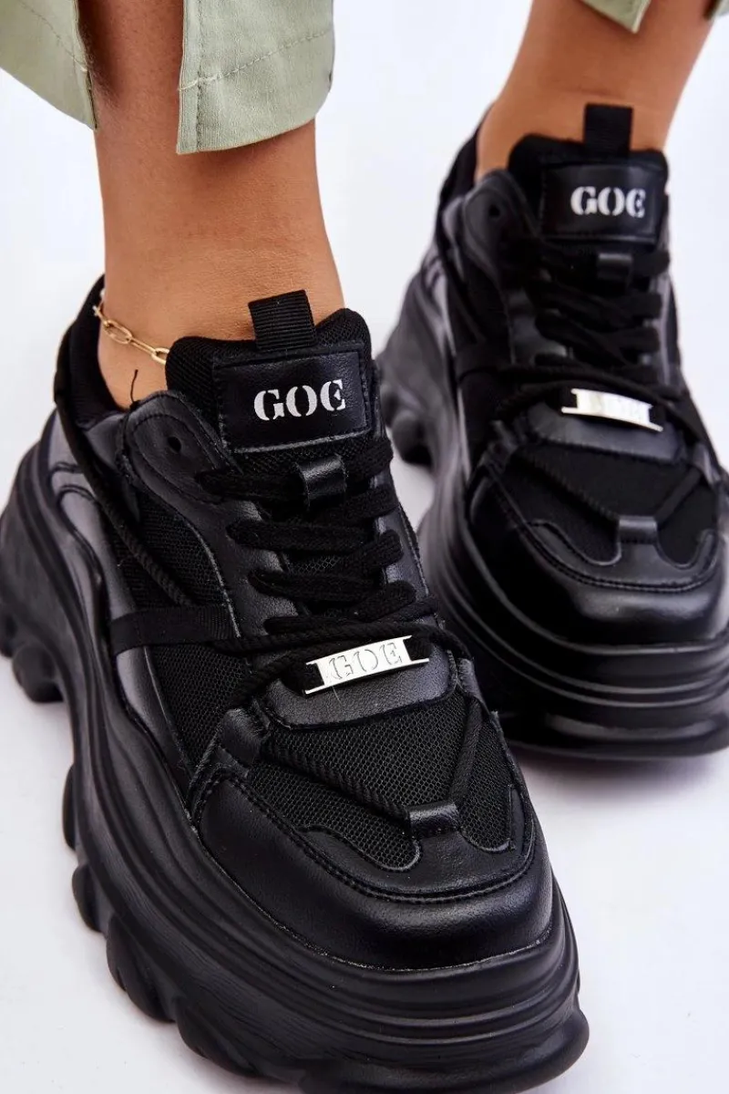 Sneakersy Damskie>GOE Buty Sportowe Na Masywnej Platformie LL2N4030 Czarne