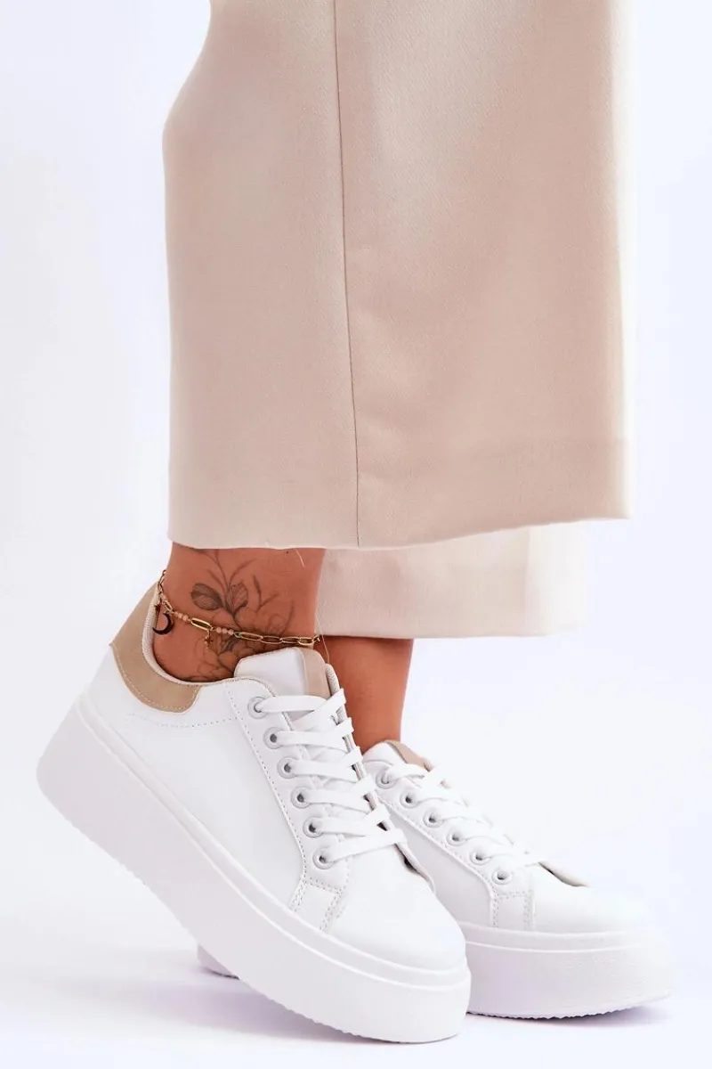 Buty Sportowe Na Platformie|Sneakersy Damskie>Boto Buty Sportowe Na Masywnej Platformie Biało-Beżowe Boneti