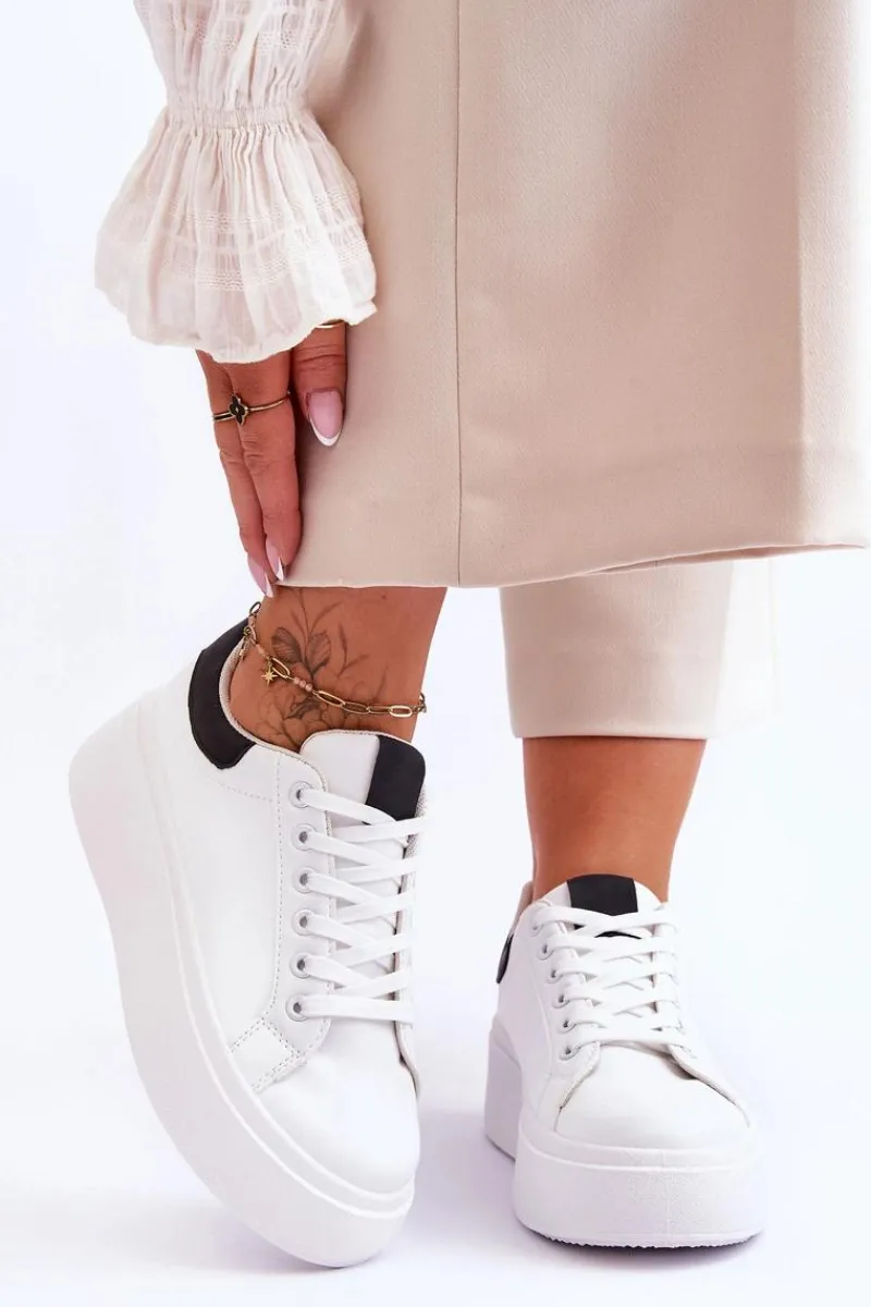 Discount Boto Buty Sportowe Na Masywnej Platformie Biało-Czarne Boneti