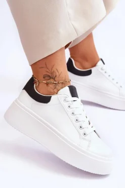 Discount Boto Buty Sportowe Na Masywnej Platformie Biało-Czarne Boneti