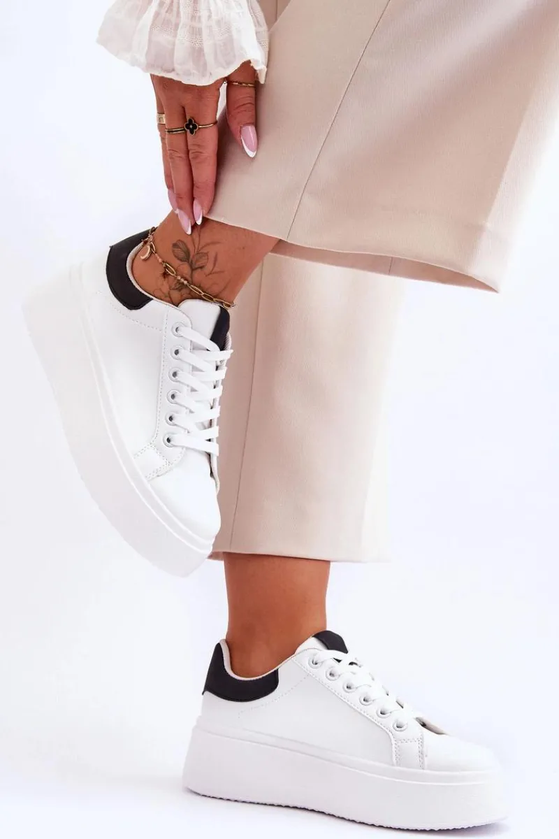 Discount Boto Buty Sportowe Na Masywnej Platformie Biało-Czarne Boneti