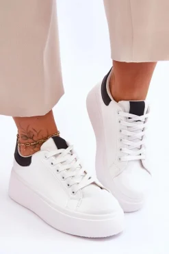Discount Boto Buty Sportowe Na Masywnej Platformie Biało-Czarne Boneti