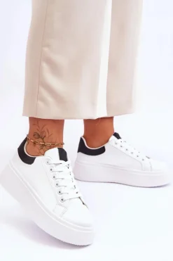 Discount Boto Buty Sportowe Na Masywnej Platformie Biało-Czarne Boneti