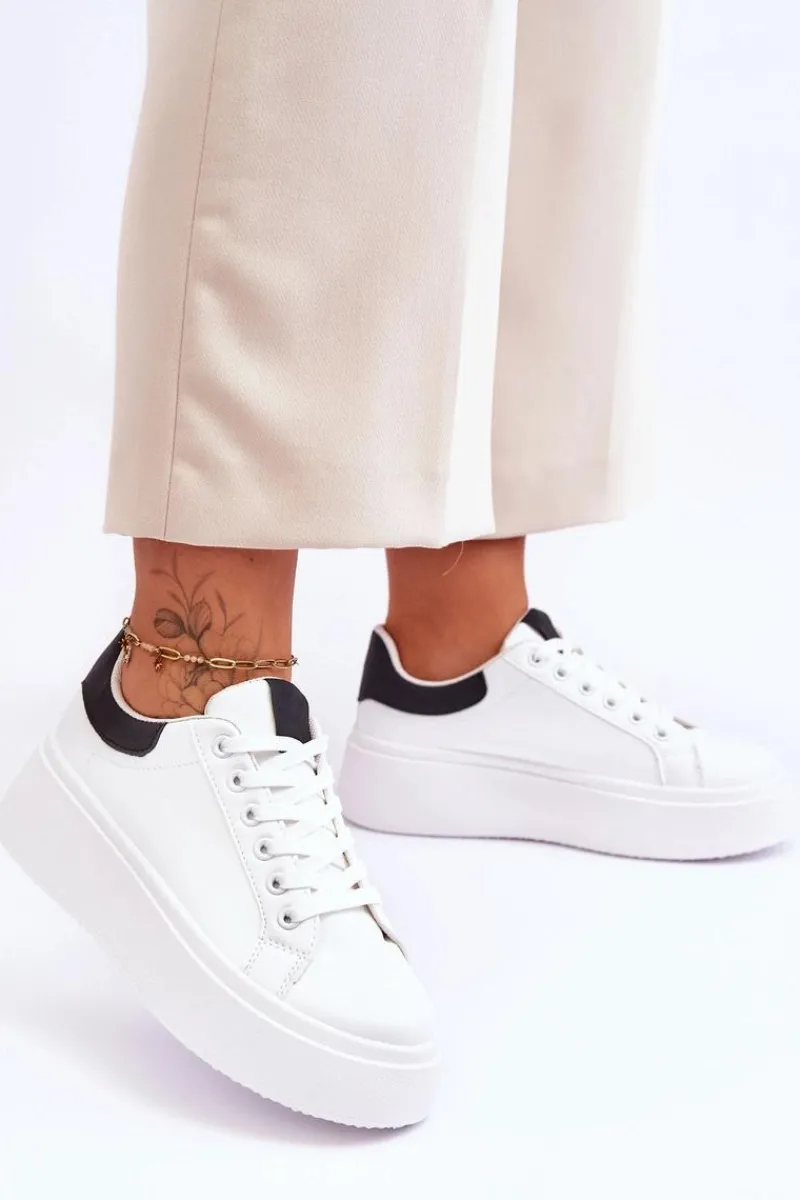 Discount Boto Buty Sportowe Na Masywnej Platformie Biało-Czarne Boneti