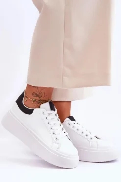 Discount Boto Buty Sportowe Na Masywnej Platformie Biało-Czarne Boneti