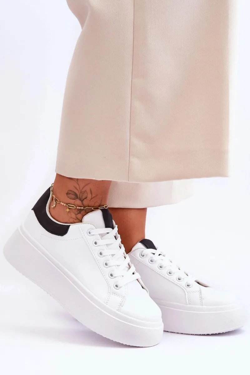 Discount Boto Buty Sportowe Na Masywnej Platformie Biało-Czarne Boneti