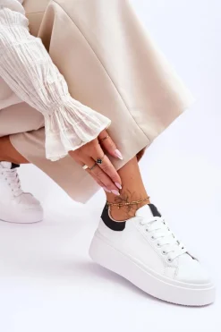 Discount Boto Buty Sportowe Na Masywnej Platformie Biało-Czarne Boneti