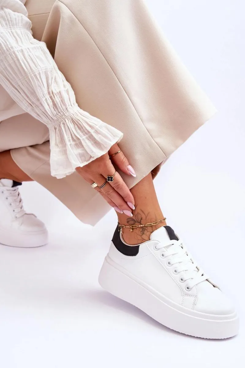 Discount Boto Buty Sportowe Na Masywnej Platformie Biało-Czarne Boneti