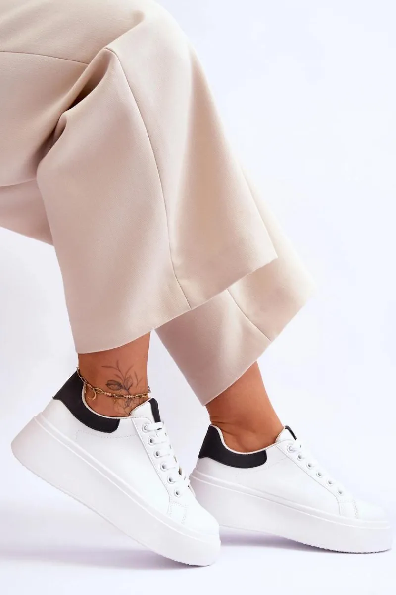 Discount Boto Buty Sportowe Na Masywnej Platformie Biało-Czarne Boneti