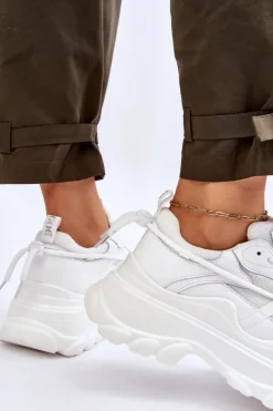 Sale GOE Buty Sportowe Na Masywnej Platformie LL2N4029 Białe