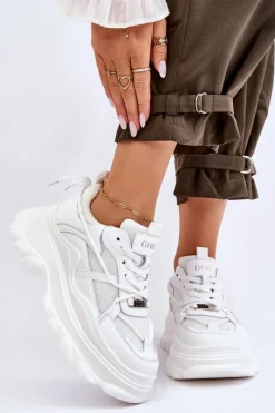 Sale GOE Buty Sportowe Na Masywnej Platformie LL2N4029 Białe