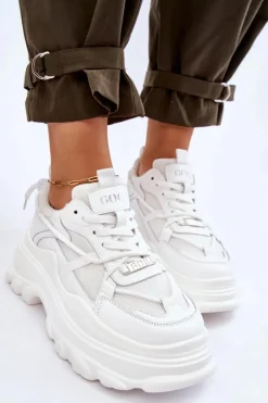 Sale GOE Buty Sportowe Na Masywnej Platformie LL2N4029 Białe