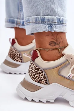 Best Buty Sportowe Na Masywnej Podeszwie Beżowe Corena Damskie Buty Sportowe Na Platformie|Sneakersy Damskie