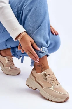 Outlet Boto Buty Sportowe Na Płaskim Obcasie I Platformie Beżowe Icons