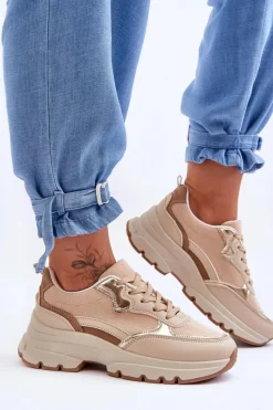 Outlet Boto Buty Sportowe Na Płaskim Obcasie I Platformie Beżowe Icons