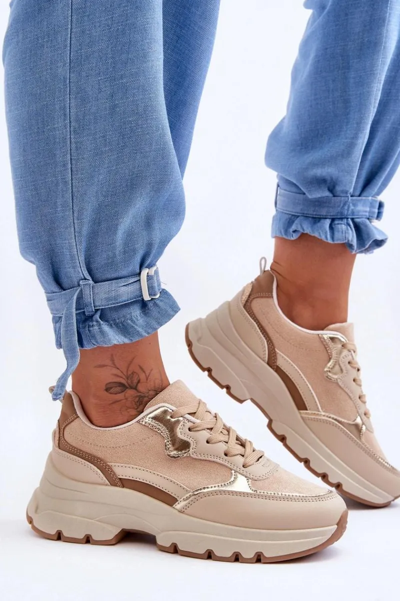 Outlet Boto Buty Sportowe Na Płaskim Obcasie I Platformie Beżowe Icons