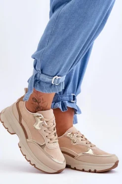 Outlet Boto Buty Sportowe Na Płaskim Obcasie I Platformie Beżowe Icons