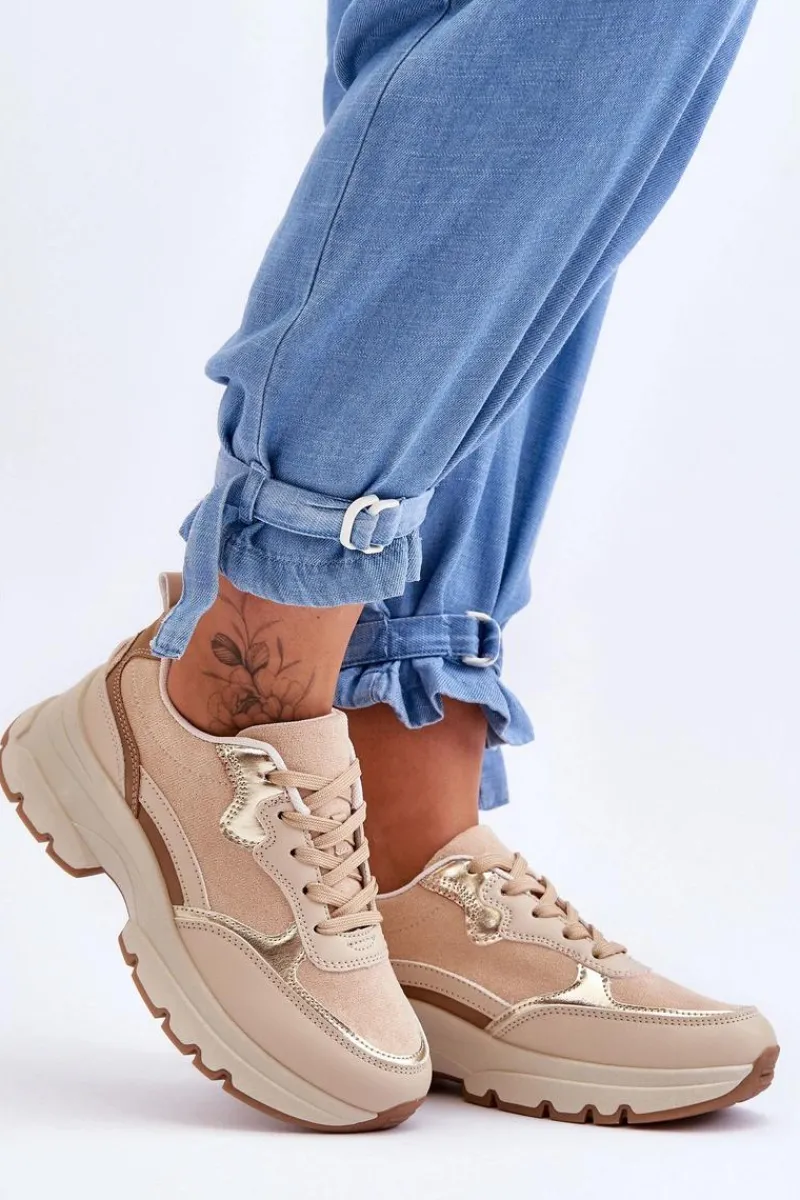 Outlet Boto Buty Sportowe Na Płaskim Obcasie I Platformie Beżowe Icons