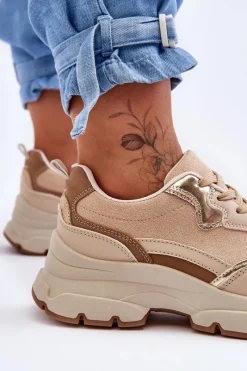 Outlet Boto Buty Sportowe Na Płaskim Obcasie I Platformie Beżowe Icons