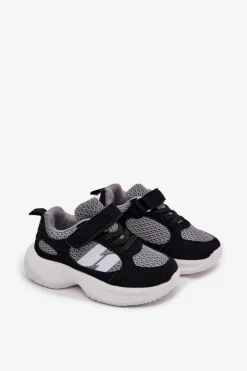 New Boto Buty Sportowe Sneakersy Dziecięce Na Rzep Czarno-Szare Selinea Czarny