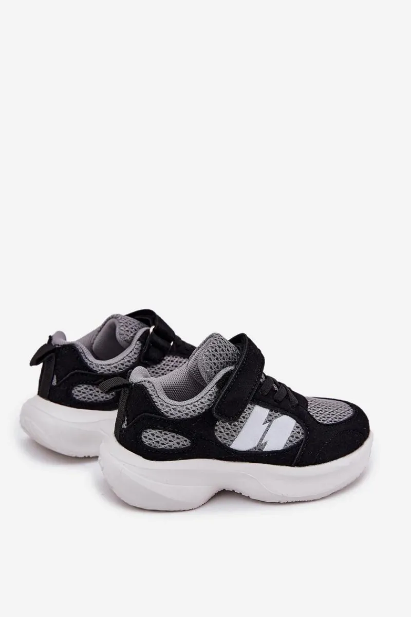 New Boto Buty Sportowe Sneakersy Dziecięce Na Rzep Czarno-Szare Selinea Czarny