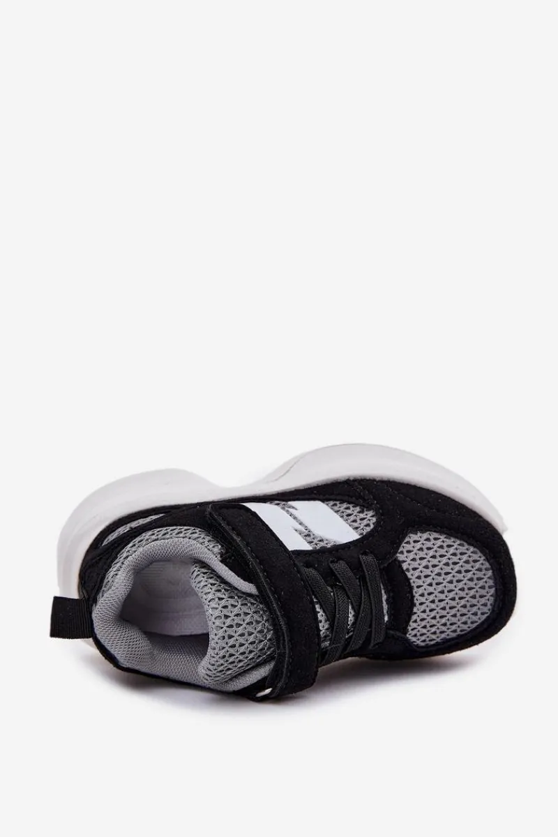 New Boto Buty Sportowe Sneakersy Dziecięce Na Rzep Czarno-Szare Selinea Czarny