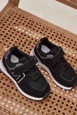 Chłopięce|Dziewczęce>Boto Buty Sportowe Sneakersy Dziecięce Na Rzep Czarne Galisse Czarny