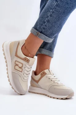 Online Boto Buty Sportowe Sneakersy Damskie Beżowe Alettesa